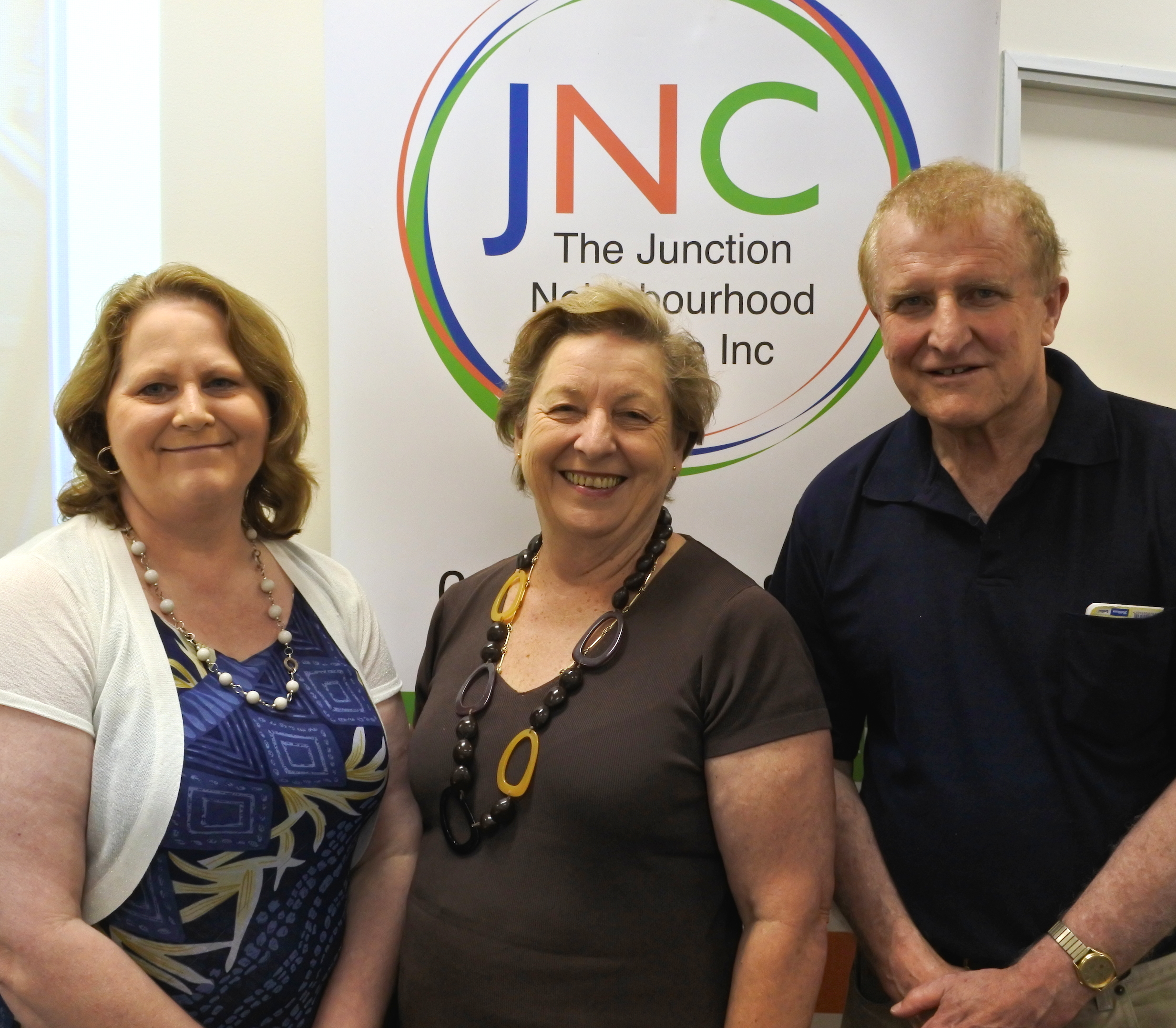Members of the JNC Management Committee Vicki Johnston (L) and Bob Davidson, with Faye Williams.