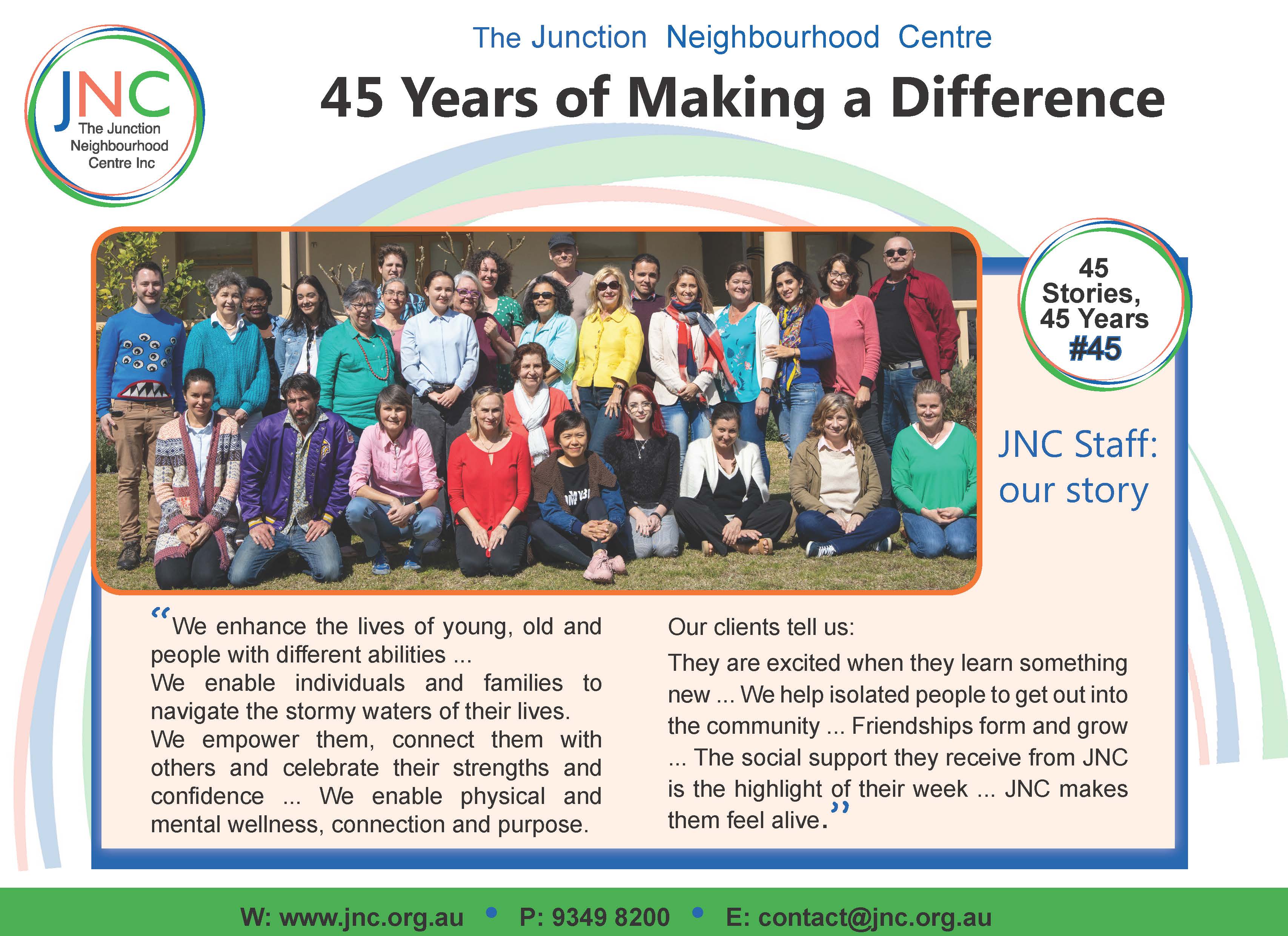 poster of JNC staff, story 45 in the 45 years 45 stories series