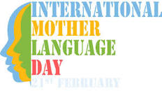 poster for International Mother Language Day with illustration of faces